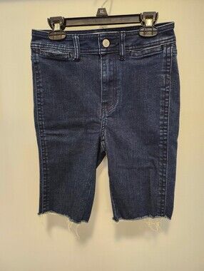 Free People Dark Blue Long Denim Shorts